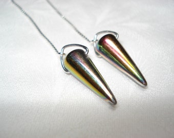 Glass Spikes on Sterling Ear Threads-Threader Earrings or Necklace-FREE SHIPPING To U.S.-