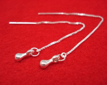 Tiny Silver Balls on Sterling Ear Threads- Threader Earrings or necklace-FREE SHIPPING TO U.S.