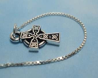 Silver Celtic Crosses on Sterling Ear Threads -Threader Earrings or Necklace-FREE SHIPPING To U.S.-