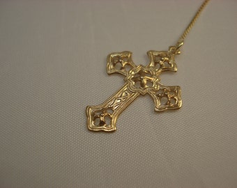 Gold Plated Crosses on Gold Plated Ear Threads-FREE SHIPPING To U.S.- Threader Earrings- Vermeil