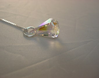 Clear Rainbow Swarovski Crystals on Sterling Threader Earrings or Necklace-Ear Threads-FREE SHIPPING to U.S.