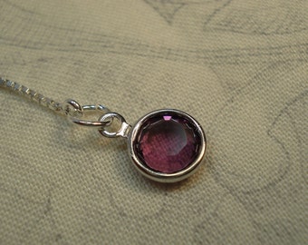 Purple Swarovski Crystal Sterling Silver Ear Threader Earrings