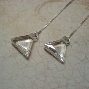 Cubic Zirconia Triangles on Sterling  Ear Threads-FREE SHIPPING To U.S.- Threader Earrings or Necklace