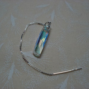 Rainbow Swarovski Column Crystals on Sterling  Ear Threads-FREE SHIPPING To U.S.- Threader Earrings or Necklace