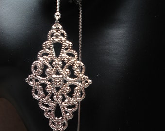 Large Silver Filigrees on Sterling  Threader Earrings or Necklace-Ear Threads-FREE SHIPPING to U.S.