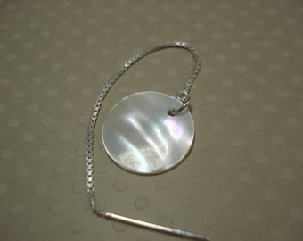 Shell Disc on Sterling Ear Threads- Threader Earrings or Necklace-FREE SHIPPING To U.S