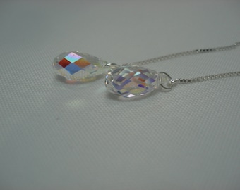 Aurora Borealis Swarovski Crystal Sterling Silver Threader Earrings