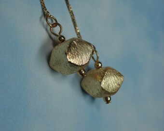 Gold Plated Cube Threader Earrings – Vermeil Dangle Earrings