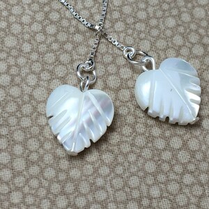 Mother of Pearl Heart Sterling Silver Ear Threader Earrings