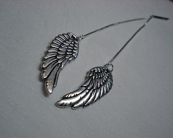 Angel Wing Ear Threads-Threader Earrings or Necklace-FREE SHIPPING To U.S.-