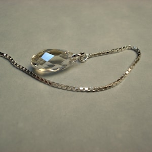 Threader Earrings with Clear Teardrop Swarovski Crystals - Sterling Ear Threads or Necklace-FREE SHIPPING To U.S.