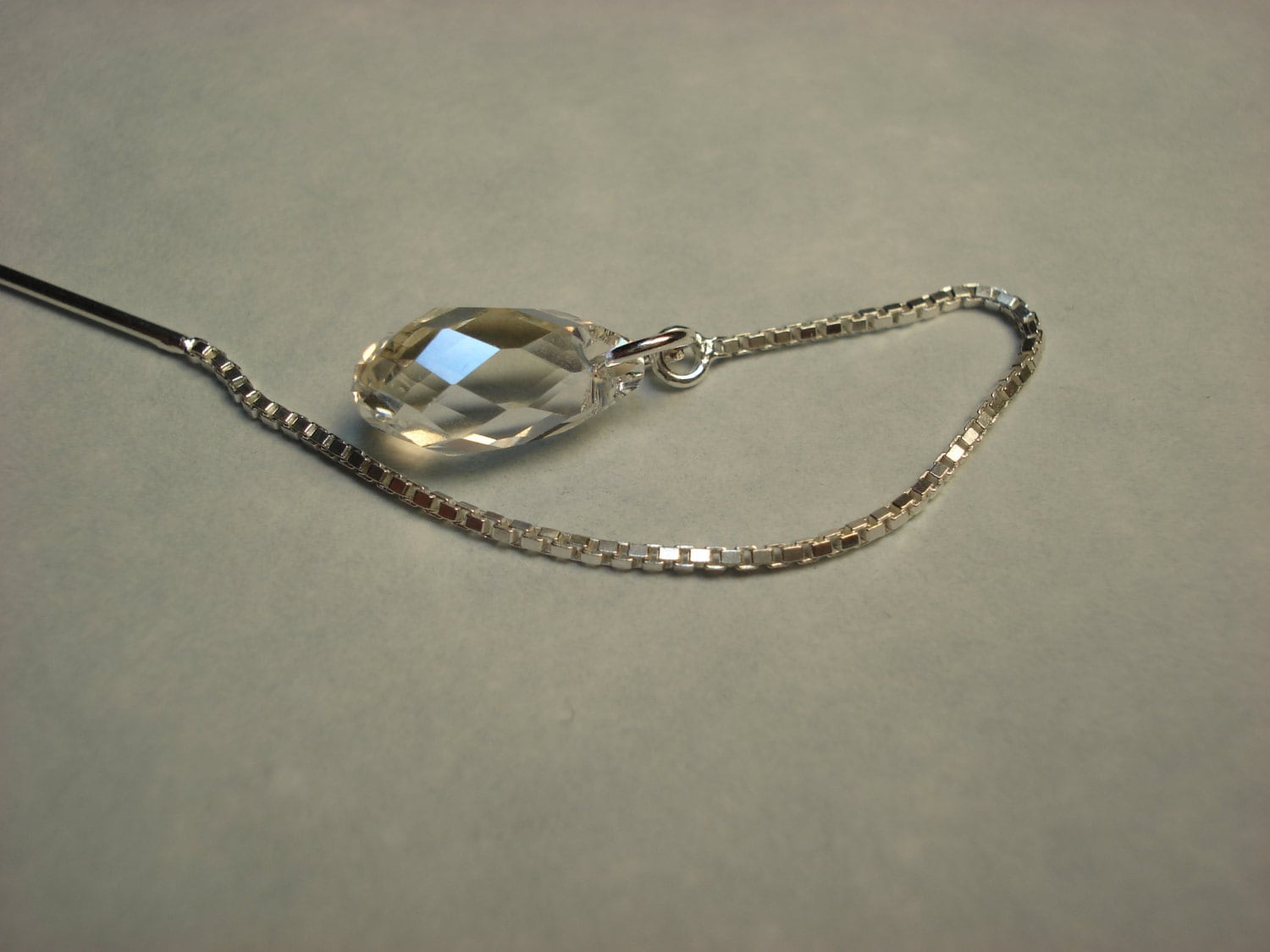 Swarovski Crystal Teardrop Sterling Silver Threader Earrings