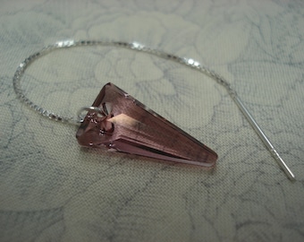 Crystal Threader Earrings – Dusty Pink Sterling Silver