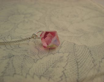 Pink Bicone Crystals on Sterling Ear Threads-Threader Earrings or Necklace-FREE SHIPPING To U.S