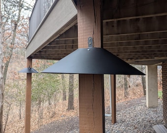 6x6 Wood Deck Post Baffle – Squirrel and Raccoon Deterrent for Decks, Bird Feeders – Powder Coated Steel - QTY DISCOUNTS