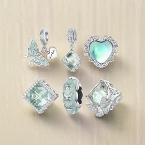 Green Charm Fits Pandora Style Bracelet 925 Silver, Butterfly, Clover Charm for Daughter, Friend, Christmas Gift for Her, Buy 3 get 1 Free