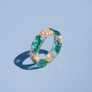 Nature Resin Ring with Real Moss and Gold Foil | Handmade Forest Ring | Eco Friendly Engagement Ring | Gift for Her, Wife, Girlfriend, Mom