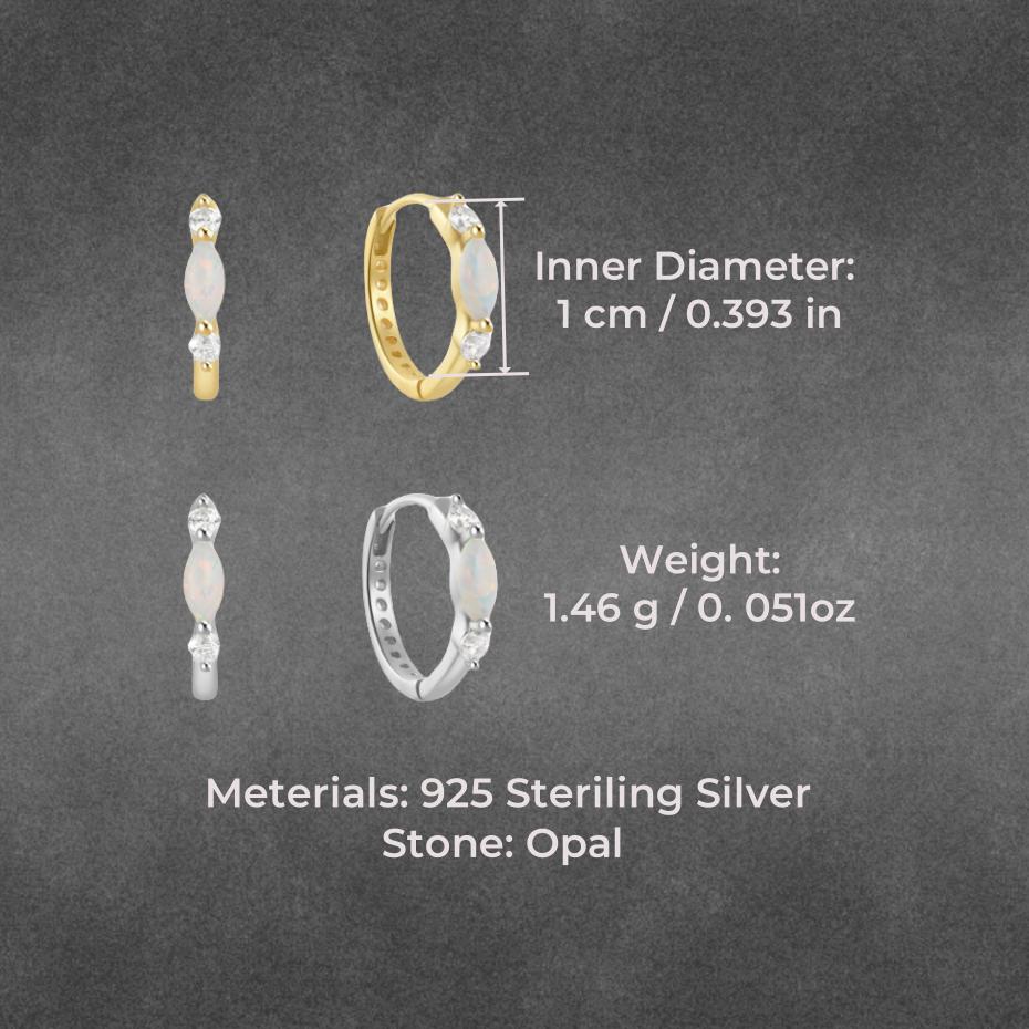 Orecchino da donna in argento sterling 925 con pietra opale
