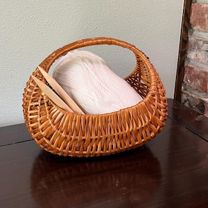 Vintage Woven Basket with Handle, Boho Farmhouse Decor