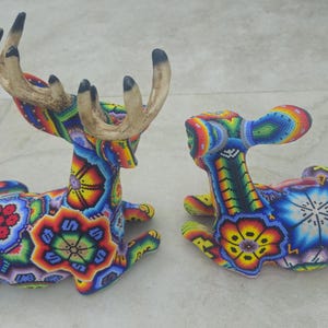 Beautiful colorful male Huichol Deer, handmade, beaded, traditional Mexican  folk art