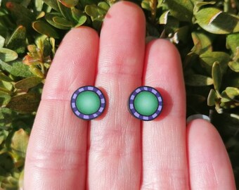 Green Blend Fimo Stud Earrings ~ Handmade Polymer Clay ~ Stainless Steel ~ Hypo Allergenic ~ Sensitive Ears