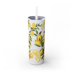 Lemon Print Tumbler, Cute Gift for Citrus Lovers, Summer Vibes, Eco-Friendly Drinkware, Lemonade Party Favor