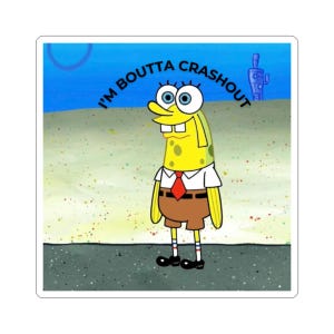 Crash out SpongeBob Stickers for Laptops, Water Bottles, Gift for Kids, Cartoons, Humor for Gifts