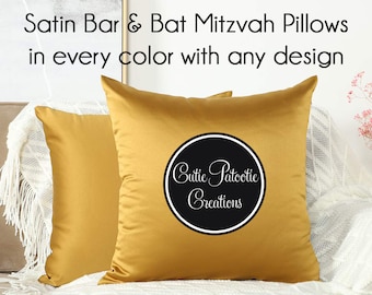Satin Lounge Pillows for Bar and Bat Mitzvah, Wedding and Sweet 16 | Pillows come in ANY color with ANY design | Choose your Size
