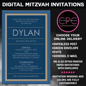 Digital Bar Mitzvah Invitation, Virtual Service Bar Mitzvah Invitations, Zoom Mitzvah Invitation, Digital Online Bar Mitzvah Invitation