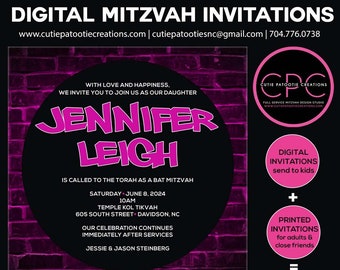 Graffiti Digital Bar and Bat Mitzvah Invitations