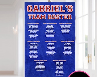 Team Roster Seating Chart for Sports Teams - Football - Baseball - Hockey - Basketball - Soccer - Any Sport - Customizable