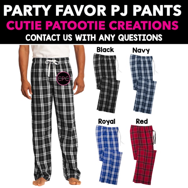 Party Favor Plaid Flannel Lounge Pajama Pants for Bar and Bat Mitzvahs, Sweet 16 - Unisex Teens, Youth, Adult Cotton Flannel PJ Pants