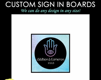 Watercolor Hamsa Hand Bat Mitzvah Sign In Board, Bar Mitzvah Sign In Board, B'Nai Mitzvah Sign In Board, B'Not Mitzvah Sign In Board