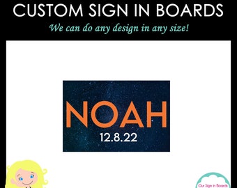 Starry Night Bar Mitzvah Sign in Board, Space Theme Bar and Bat Mitzvah Sign in Board