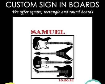 Rock and Roll Music Theme Guitar Bar Mitzvah Sign in Board - Bat Mitzvah Sign in Board - Guest Sign In