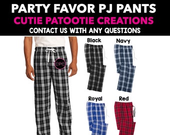 Party Favor Plaid Flannel Lounge Pajama Pants for Bar and Bat Mitzvahs, Sweet 16 - Unisex Teens, Youth, Adult Cotton Flannel PJ Pants