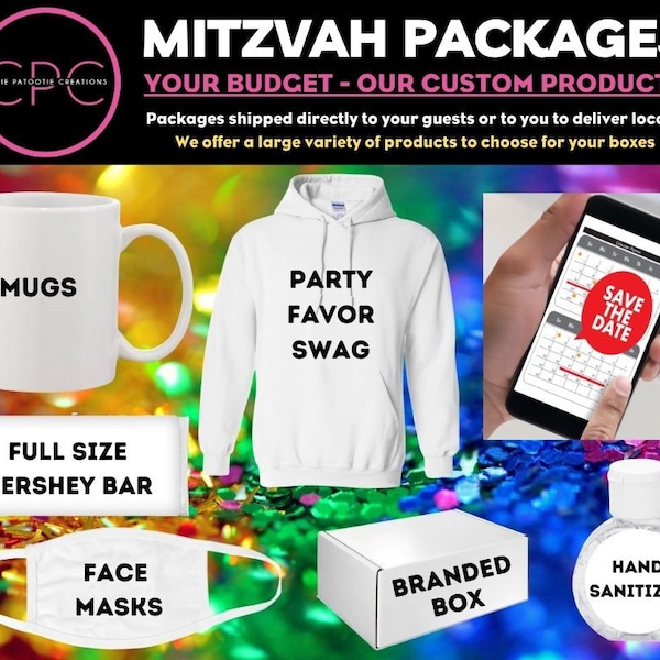 Bar and Bat Mitzvah Guest Box for Virtual Zoom Service or Micro Mitzvah Celebration - Choose Your Products and Budget - Custom Gift Boxes