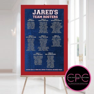 Soccer Sports Team Roster Table Seating Chart for Bar and Bat Mitzvah Wedding We can do ANY Sport FREE Customization image 2