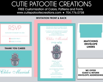 Hamsa Hand Bat Mitzvah Invitations