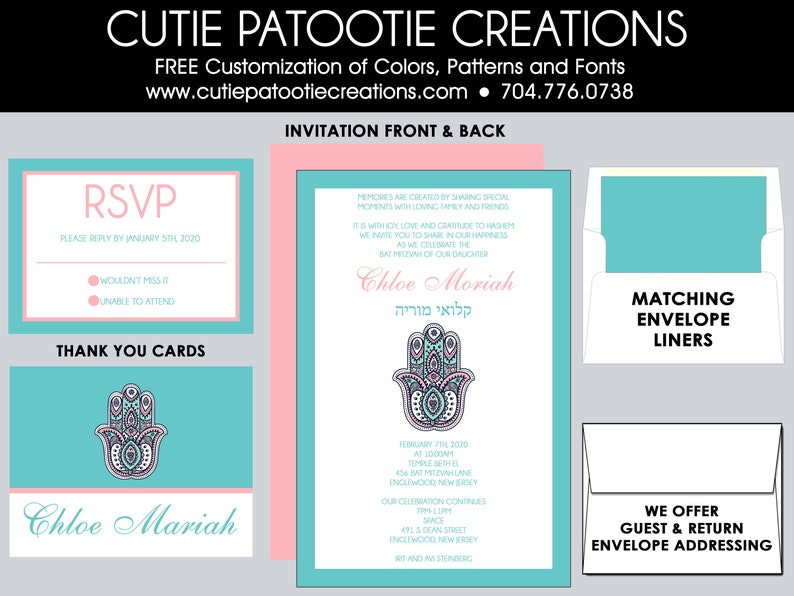 Hamsa Hand Bat Mitzvah Invitations image 1