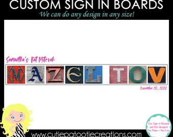 Mazel Tov Bat Mitzvah Sign in Board, Mazel Tov Bar Mitzvah Sign in Board