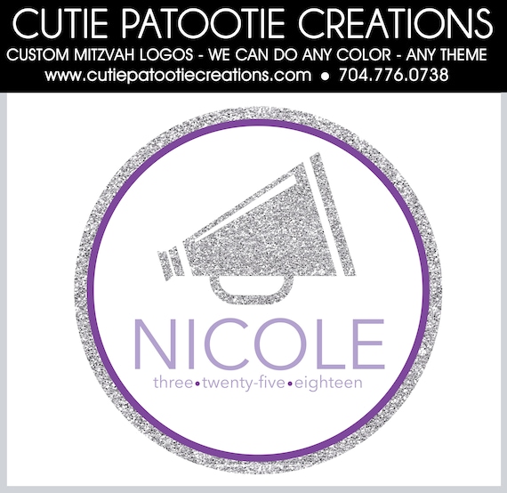 Cheer Bat Mitzvah Logo | Cheerleading Bat Mitzvah Logo | Cheerleader Bat Mitzvah Logo | Cheer Megaphone Bat Mitzvah Logo Il_570xn