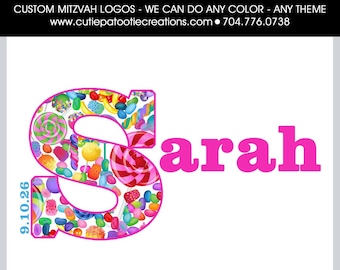 Bar & Bat Mitzvah Logo | Candy Theme | Custom Sweet Mitzvah Branding