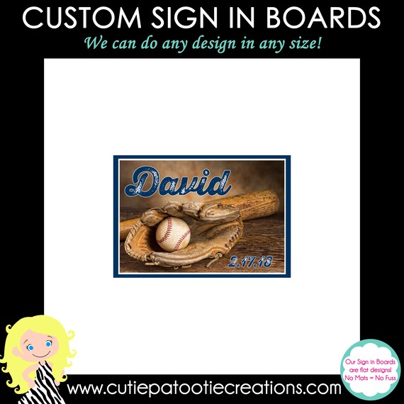 Baseball Bar Mitzvah Sign in Board - We can do All Sports - See listing description for size recommendation Il_570xn