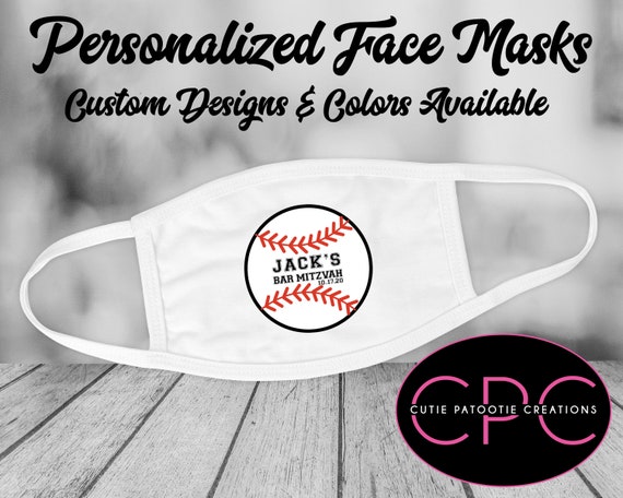 Personalized Bar Mitzvah Face Mask - Baseball Face Mask - All Sports Available - LOW Minimums - FAST Shipping Il_570xn
