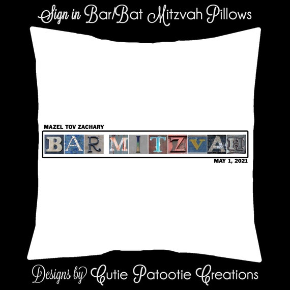 Bar Mitzvah Sign in Pillow, Bar Mitzvah Sign in Board, Bar Mitzvah Guest Book Sign In Il_570xn