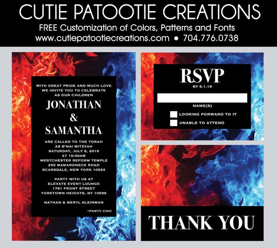 Fire and Ice B'Nai Mitzvah Invitations Il_570xn