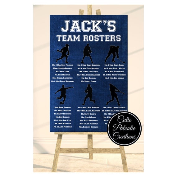 Sports Team Roster Seating Chart | Bar Mitzvah Seating Chart | Table Plan | Seating Plan | Find Your Seat Sign | We can do ANY Sport Il_570xn