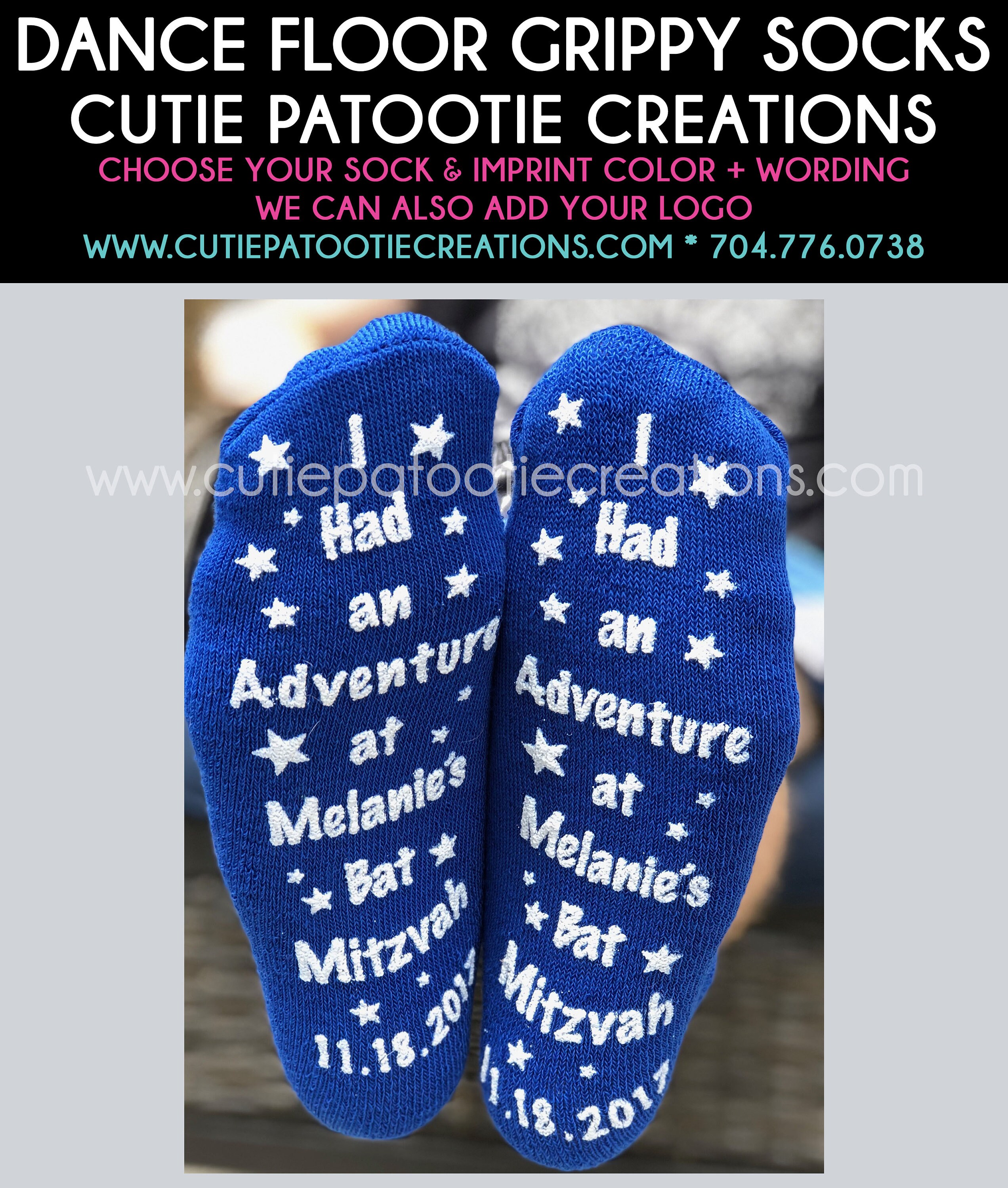 Personalized Grippy Mitzvah Socks case of 48 Bat Mitzvah Etsy