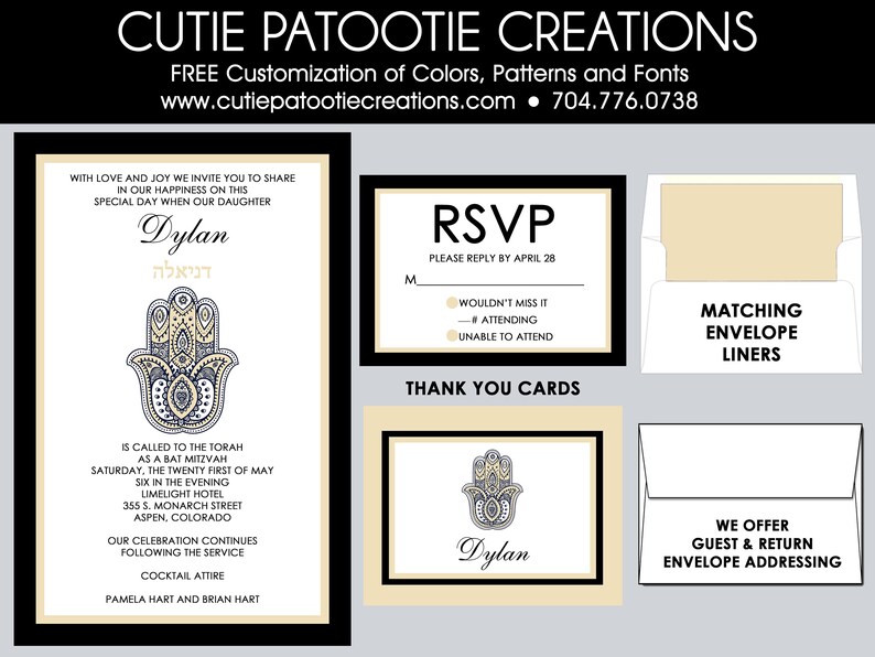 Hamsa Hand Bat Mitzvah Invitations image 2